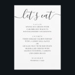 Modern Classic Wedding | Calligraphy Lets Eat Menu<br><div class="desc">This black and white wedding menu card features a refined calligraphy “let’s eat” heading paired with clean, classic typography for the meal details. The balanced layout and neutral color palette make it a perfect choice for modern classic weddings, formal receptions, and timeless table settings. Designed to enhance the overall table...</div>