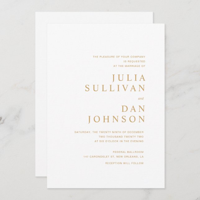 Modern Classic Wedding Invitation Right Justified (Front/Back)