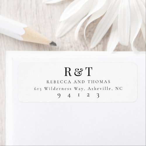 Modern Classic Wedding Monogram Return Address  Label