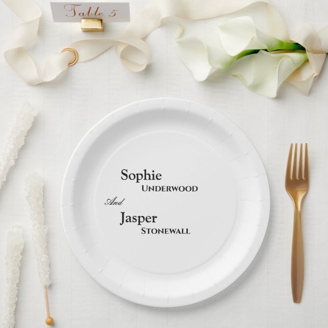Modern Classic Wedding Paper Plates (Wedding)