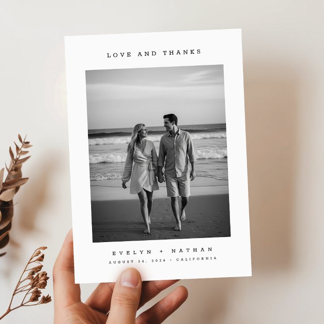 Modern Classic Wedding Photo Thank You Card (Creator Uploaded)