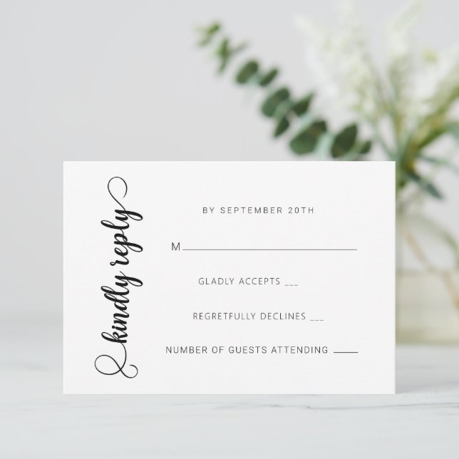 Modern Classic Wedding RSVP Cards (Standing Front)