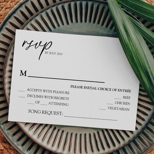 Modern Classic Wedding Song Request RSVP Card