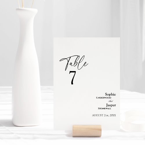 Modern Classic Wedding Table Number Card