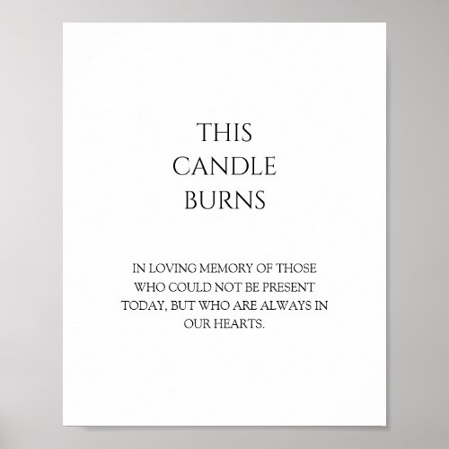 Modern Classic Wedding This Candle Burns Poster