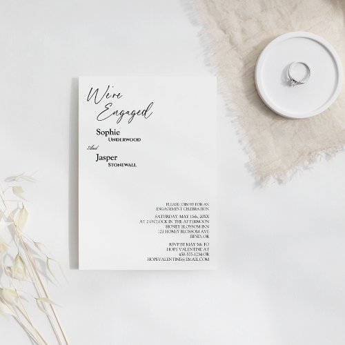 Modern Classic Were Engaged Engagement Party Invitation
