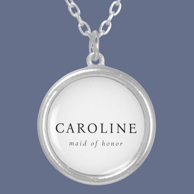 Modern Classic White Maid Of Honor Name Silver Plated Necklace (Creator Uploaded)