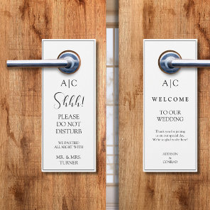 Modern Classic White Monogram Wedding Door Hanger