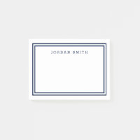 Modern Classic White with Double Navy Blue Borders Post-it Notes