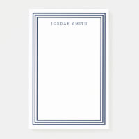 Modern Classic White with Triple Navy Blue Borders Post-it Notes