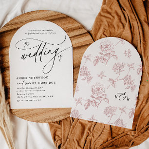Modern Classical Blush Arch Wedding Invitation