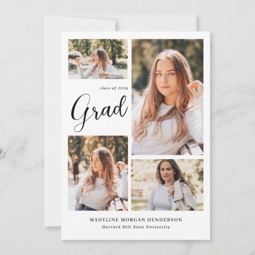 Modern Classy 5 Photo Collage Graduation Announcement