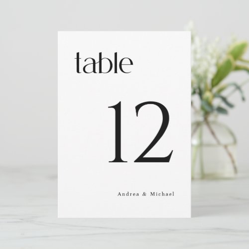 Modern Classy 5x7 Wedding Table Numbers