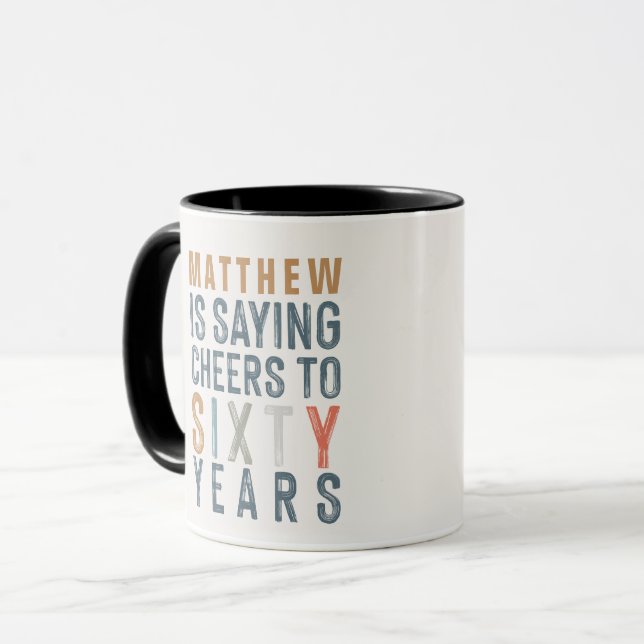Modern classy 60th birthday stylish typography mug (Front Left)