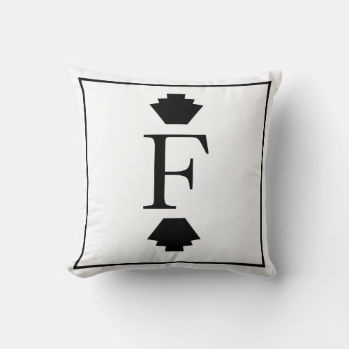 Modern Classy Art Deco Finials  Monogram Throw Pillow