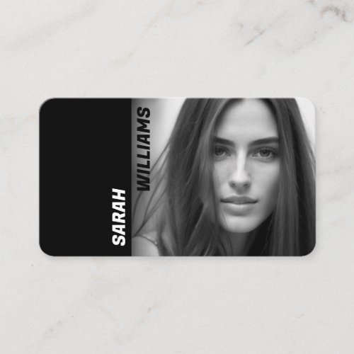 Modern Classy Black and White Model Photo Business Card