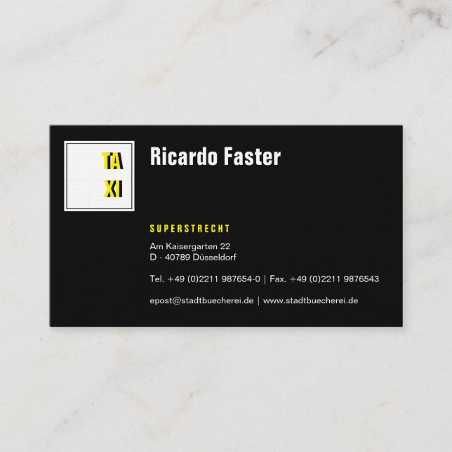 Modern Classy Black Business Card (Front)