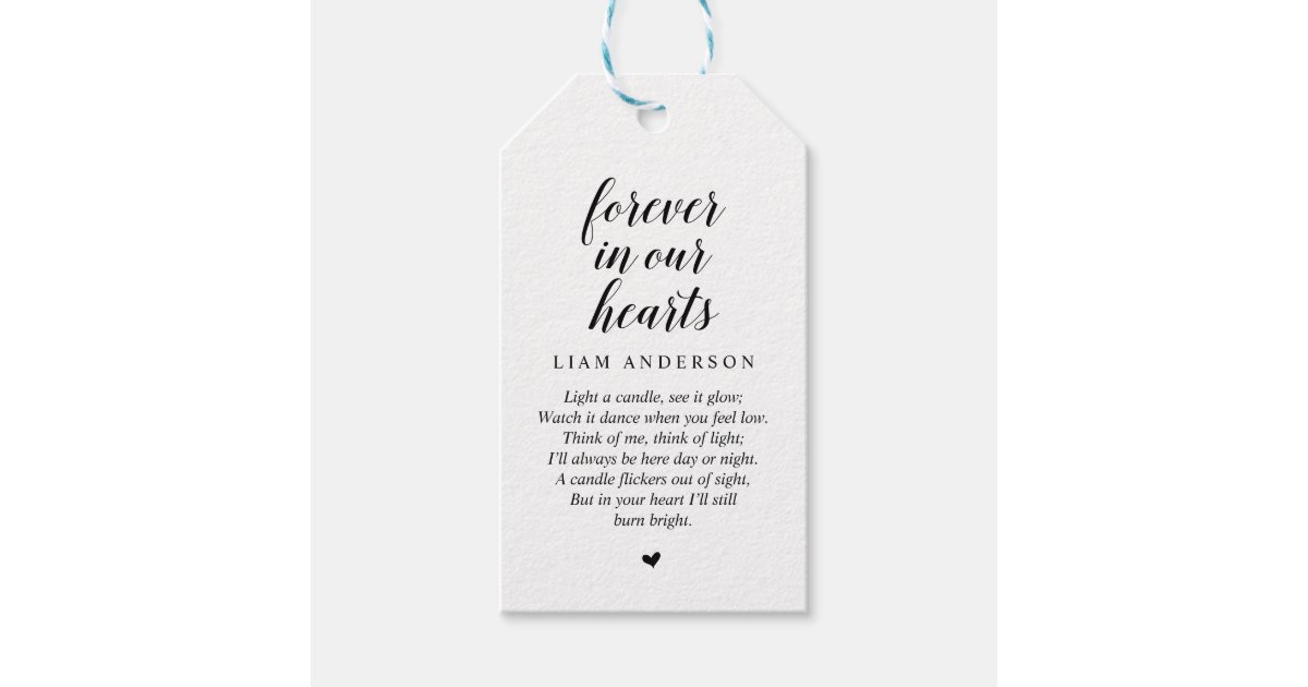 Modern Classy Black, Funeral Memorial Service Gift Tags