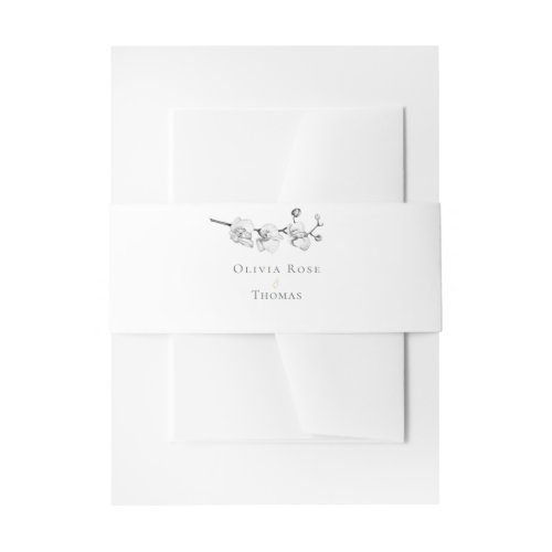 Modern Classy Black White Orchids Wedding Envelope Invitation Belly Band