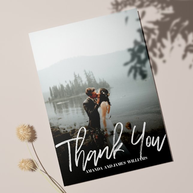 Modern classy Brushed  Photo WEDDING THANK YOU (Creator Uploaded)