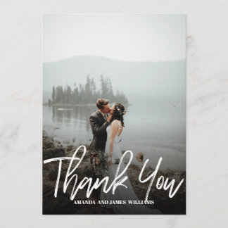 Modern classy Brushed Photo WEDDING THANK YOU