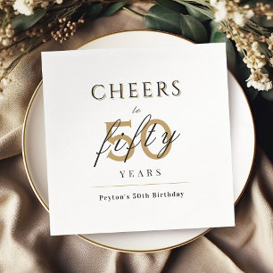 Modern classy cheers to 50 years birthday party napkins