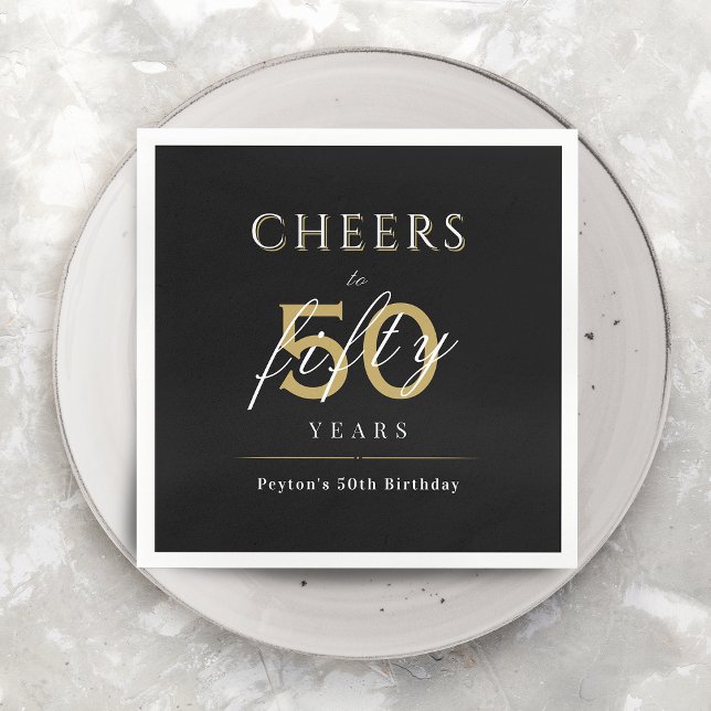 Modern classy cheers to 50 years birthday party napkins (Modern classy cheers to 50 years birthday party napkins)