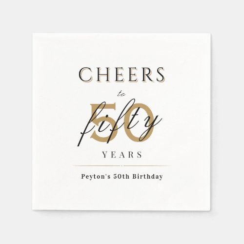Modern classy cheers to 50 years birthday party napkins