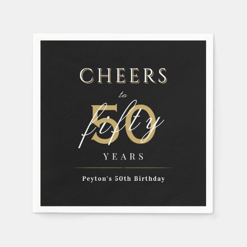 Modern classy cheers to 50 years birthday party napkins