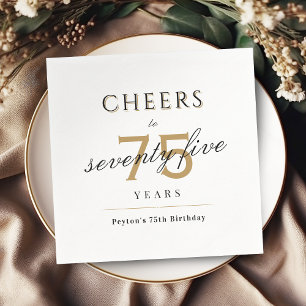 Modern classy cheers to 75 years birthday party napkins