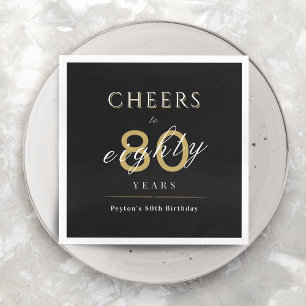 Modern classy cheers to 80 years birthday party napkins