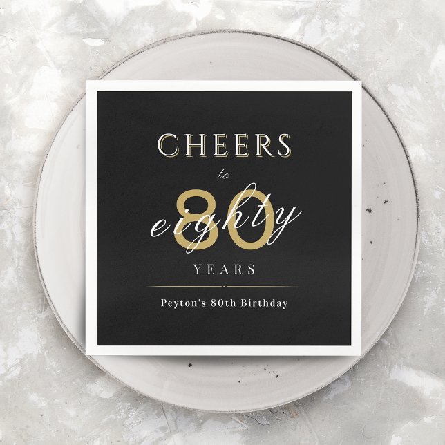 Modern classy cheers to 80 years birthday party napkins (Modern classy cheers to 80 years birthday party napkins)