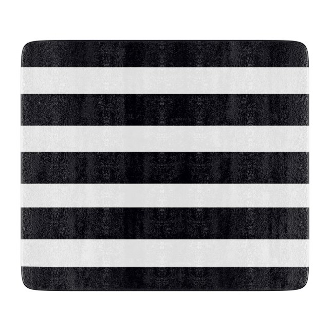 Modern Classy Chic Girly Black White Striped Cutting Board (Front)
