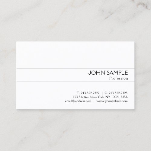 Modern Classy Clean Design White Plain Trending Business Card