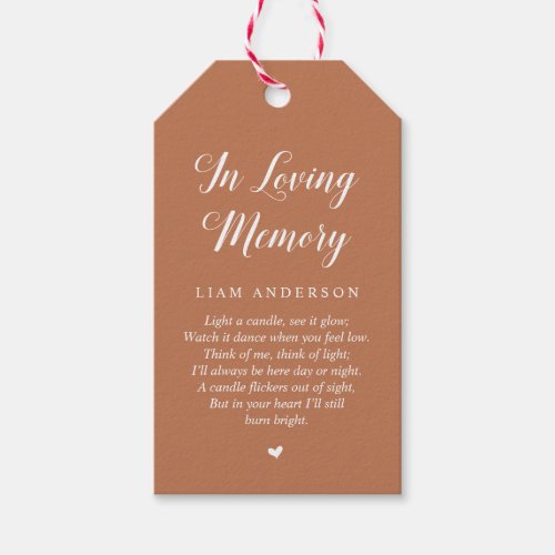 Modern Classy Copper Funeral Memorial Service Gift Tags