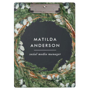 Modern classy elegant eucalyptus botanical wreath clipboard