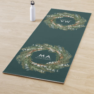 Modern classy elegant eucalyptus botanical wreath yoga mat