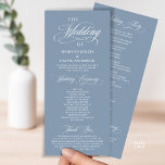 Modern Classy Elegant Wedding Ceremony Program<br><div class="desc">Modern Elegant Classy, Wedding Ceremony Program in 4x9 inches (long) card, dusty blue theme. It is designed with scroll accent that can be personalised with custom/ personalised text for your bridal party, ceremony details, memorial notes and thank you message. If you are looking for other program card types and sizes,...</div>