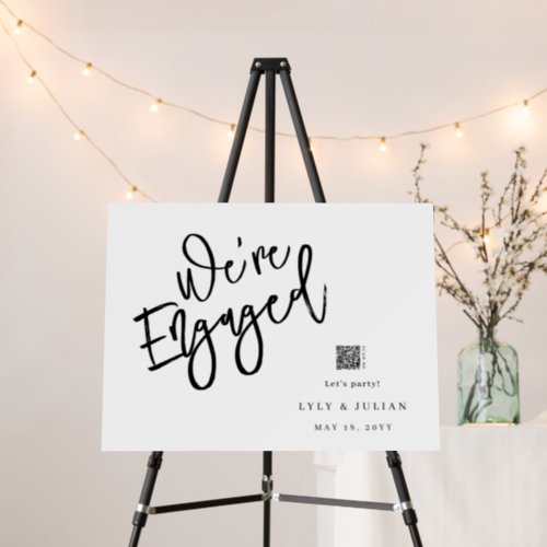Modern Classy Engagement Party QR Welcome Sign
