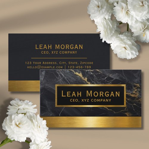 Modern Classy Gold and Black Marble Professional Business Card