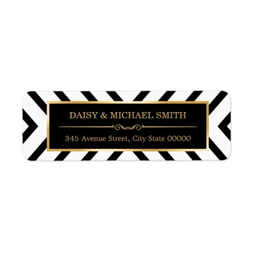 Modern Classy Gold Black White Line Pattern Label