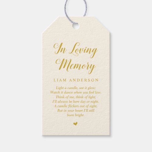 Modern Classy Gold Funeral Memorial Service Gift Tags