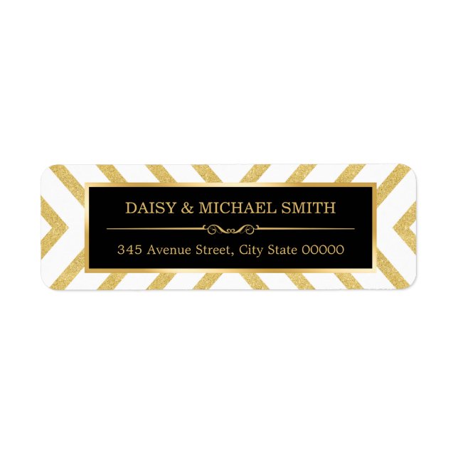 Modern Classy Gold Glitter Stripes Pattern Label (Front)