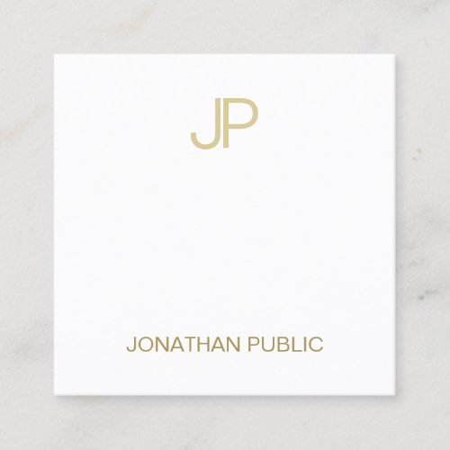 Modern Classy Gold Monogram Simple Cool Plain Luxe Square Business Card