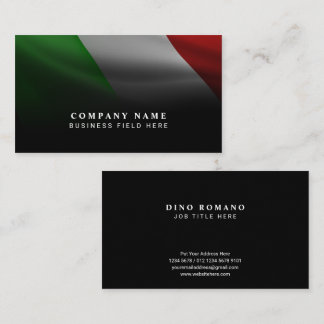 Modern Classy Italian National Flag Black Business Card