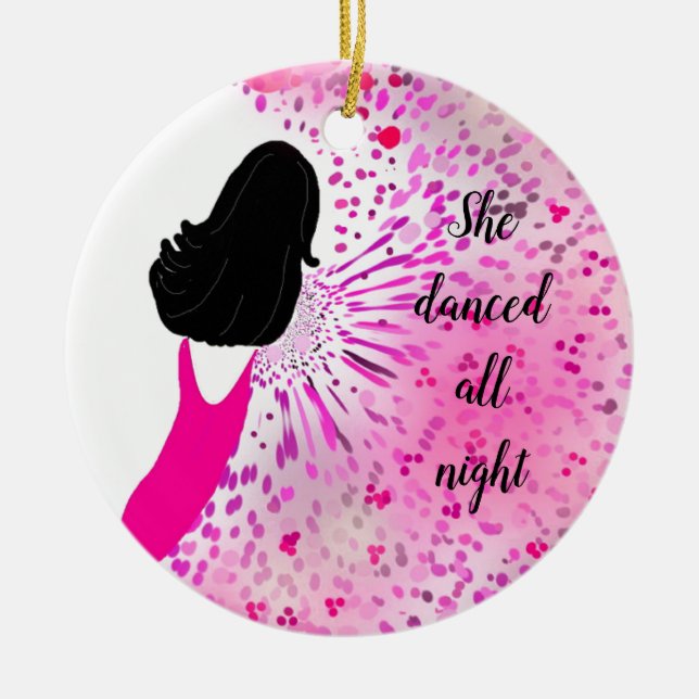 Modern Classy Lady in Pink Ceramic Ornament (Front)
