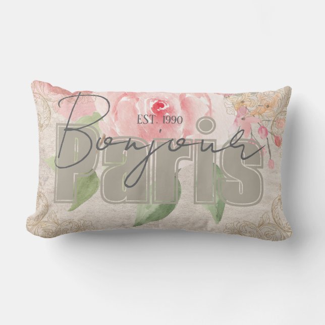 Modern Classy lettering Grunge Botanical Shabby Lumbar Pillow (Front)