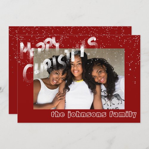 Modern Classy Merry Photo Red Burgundy Holidays Invitation