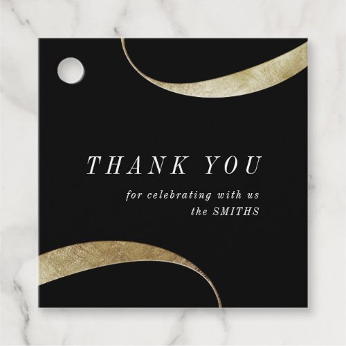 Modern classy minimalist black and gold favor tags
