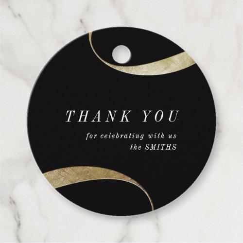 Modern classy minimalist black and gold favor tags